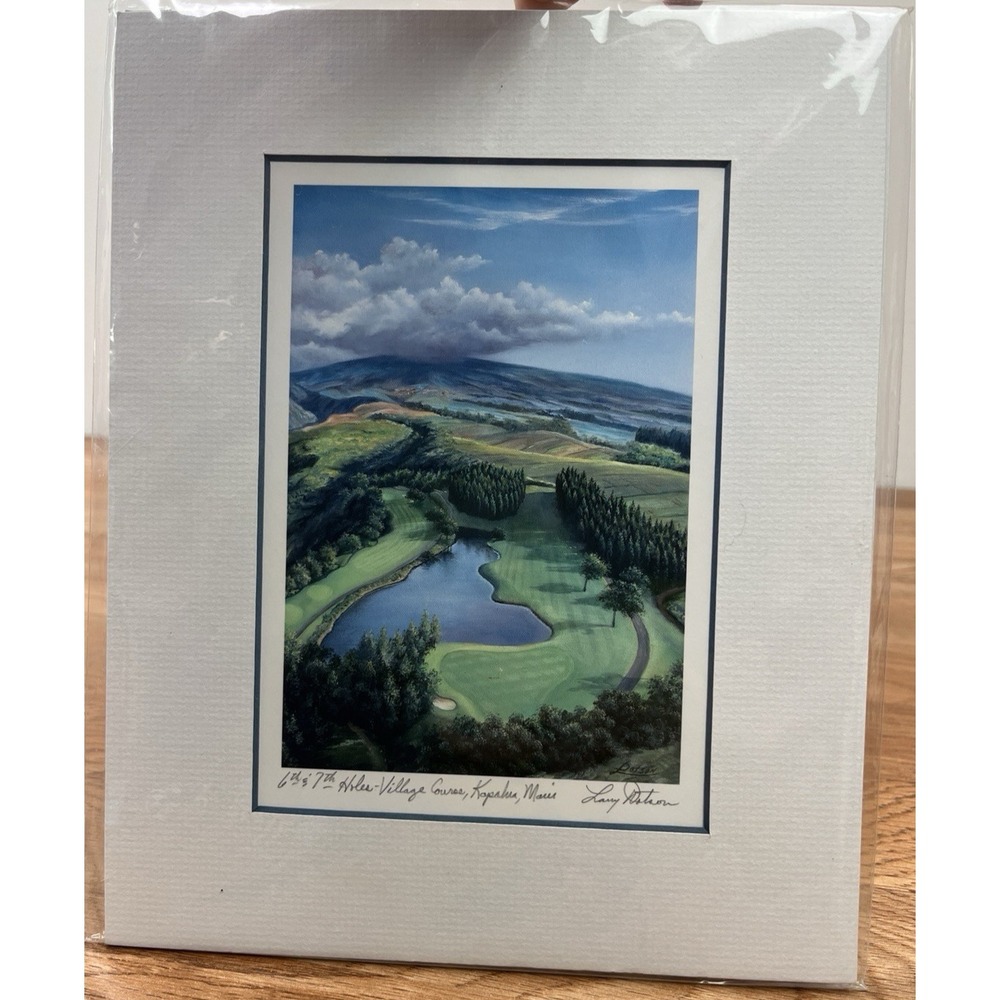 Larrry Dotson Signed Art Print Kapalau Maui Village Course, 6th & 7th Holes NEW